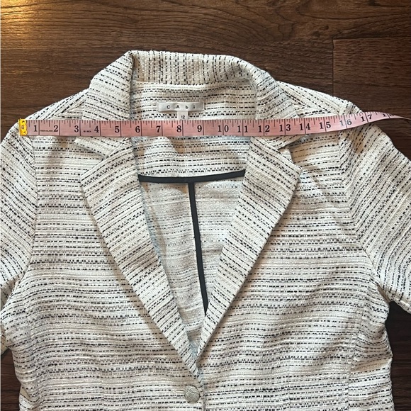 Cabi Womens White Black Static Striped Long Sleeve Suit Jacket Blazer - Picture 5 of 10